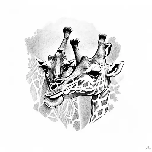 giraffe in memory of tattoo design idea