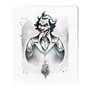 Joker from The Dark Knight in a card, shadowy, depressed  tattoo design idea
