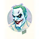 Joker from The Dark Knight in a card, shadowy, depressed  tattoo design idea