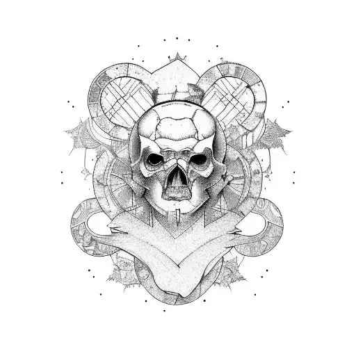 ruin tattoo design idea