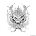 Samurai Dragon Red Sun tattoo design idea