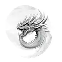 Samurai Dragon Red Sun tattoo design idea