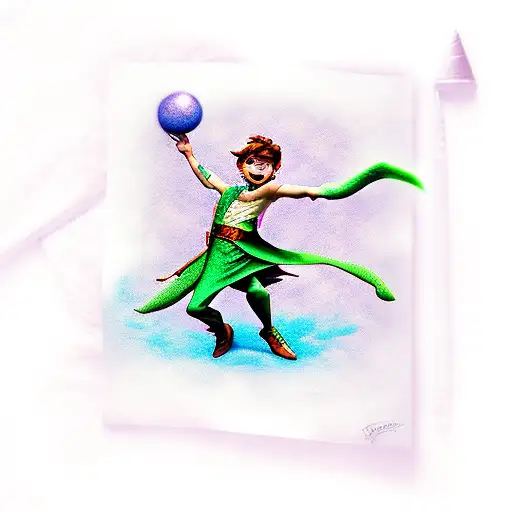 peter pan with rose tattoo design idea