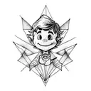 peter pan with rose tattoo design idea