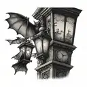 bats around lamp post  tattoo design idea