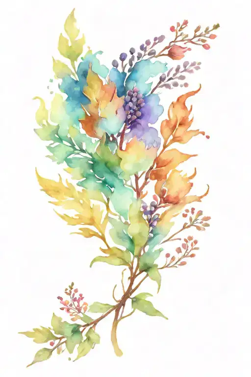 wormwood and borealis merging elements tattoo design idea