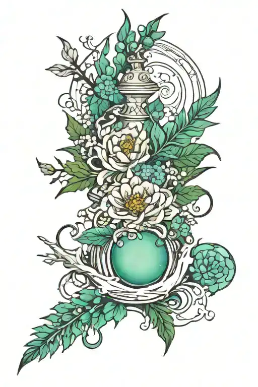 wormwood and borealis merging tattoo design idea