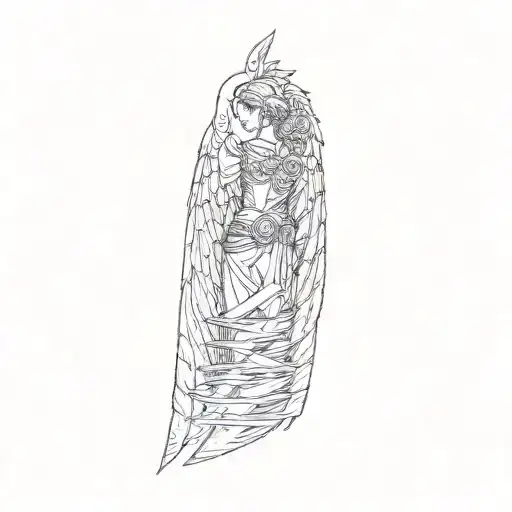 Gladiator,angel wings,rose,lines,text, tattoo design idea
