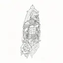 Gladiator,rose,lines,text, tattoo design idea