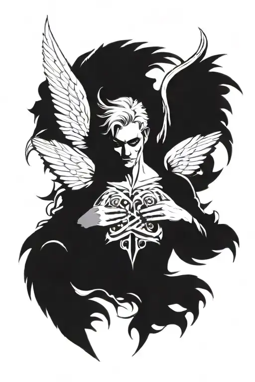 lucifer fallen angel wings tattoo design idea