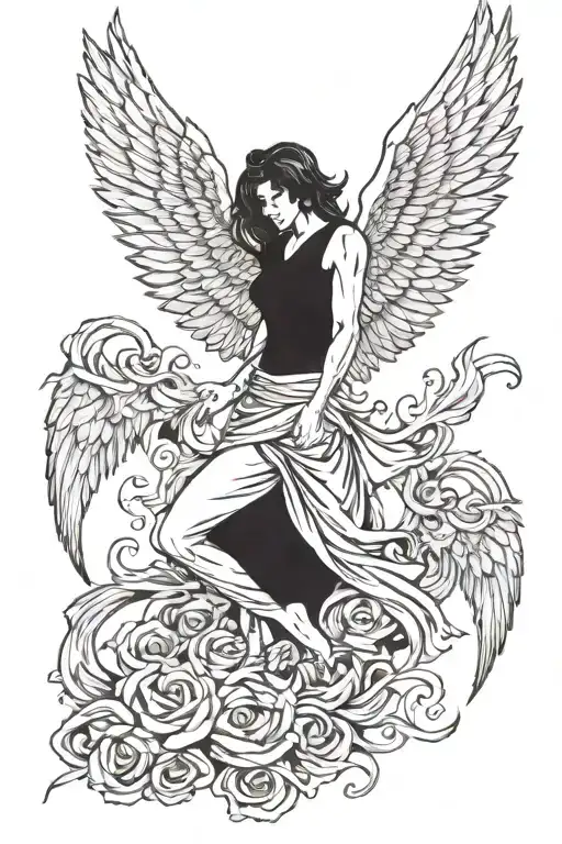 lucifer fallen angel wings flying tattoo design idea