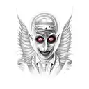 A realistic portrait of Beetlejuice with a gothic twist tattoo design idea