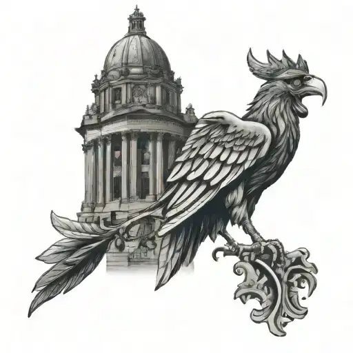 liverpool liverbuilding with liver bird flying tattoo design idea