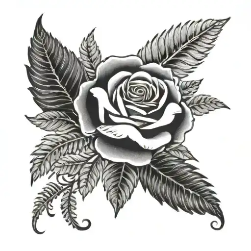 lancashire rose with a silver fern tattoo design idea