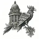 liverpool liverbuilding with liver bird flying tattoo design idea