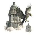 liverpool liverbuilding with liver bird flying tattoo design idea