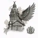 liverpool liverbuilding with liver bird flying tattoo design idea
