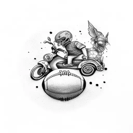 scooter and rugby tattoo design idea