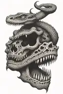 snake in crocodile skull tattoo design idea