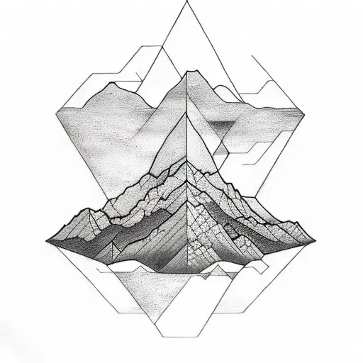 A sketch-style tattoo of a triangular mountain range with a hidden Fibonacci sequence tattoo design idea