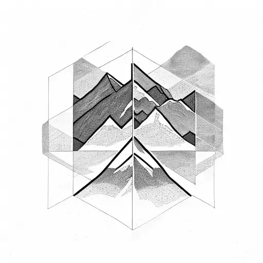 A sketch-style tattoo of a triangular mountain range with a hidden Fibonacci sequence tattoo design idea