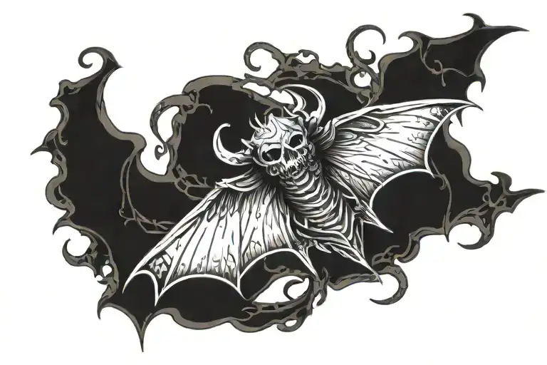 death bat dark background  tattoo design idea
