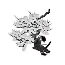 Samurai sitting under cherry blossom tree tattoo design idea