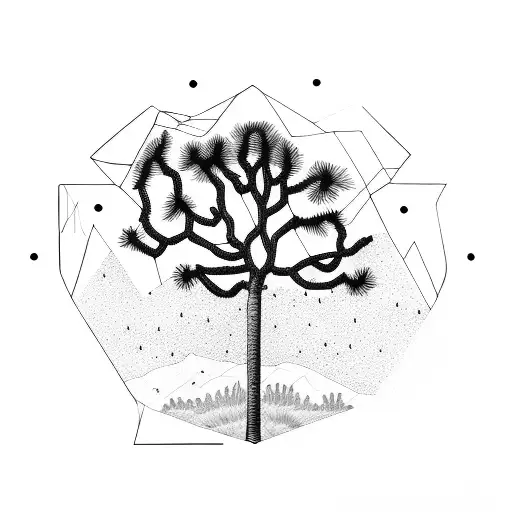 one symmetrical Joshua tree tattoo design idea