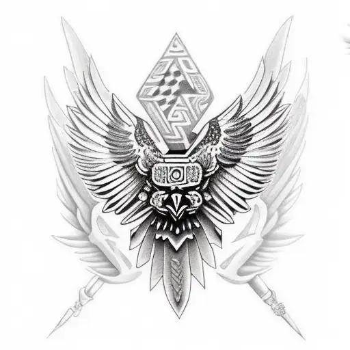 Aztec eagle tattoo design idea