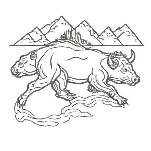 salmon riding a buffalo tattoo design idea