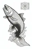 chinook salmon leaping tattoo design idea