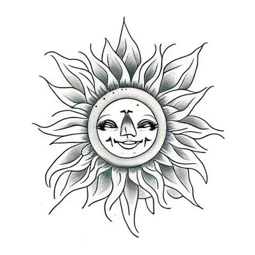 Sunflower with moon and sun tattoo design idea