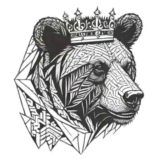 bear, crown, sun tattoo tattoo design idea