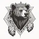 bear, crown, sun tattoo tattoo design idea