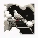 dove and stairway to heaven with clouds and a small turtle  tattoo design idea