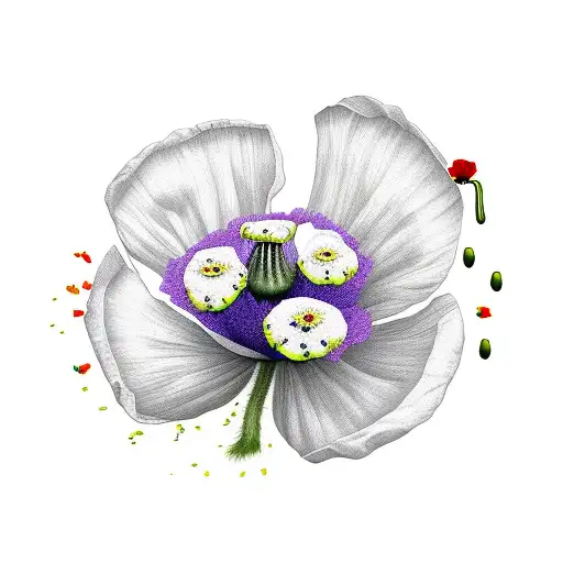 poppy with birthdate  tattoo design idea