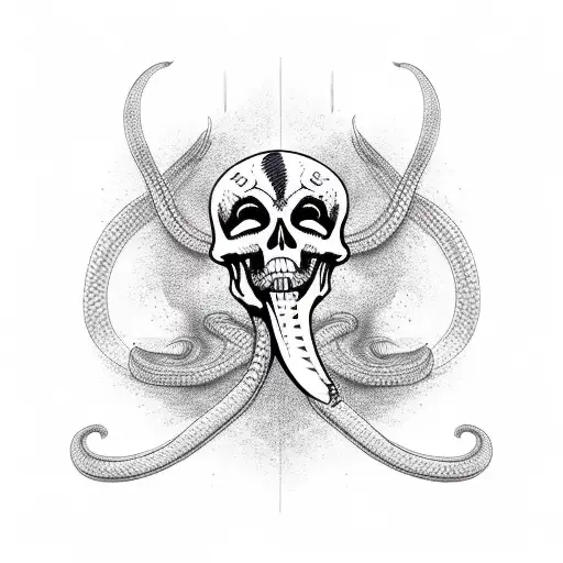 snake skeleton with knife tattoo design idea