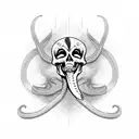 snake skeleton with knife tattoo design idea