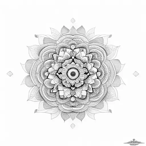 mandala with zinnia bloom tattoo design idea