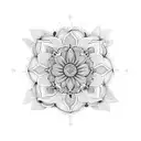 mandala with zinnia bloom tattoo design idea
