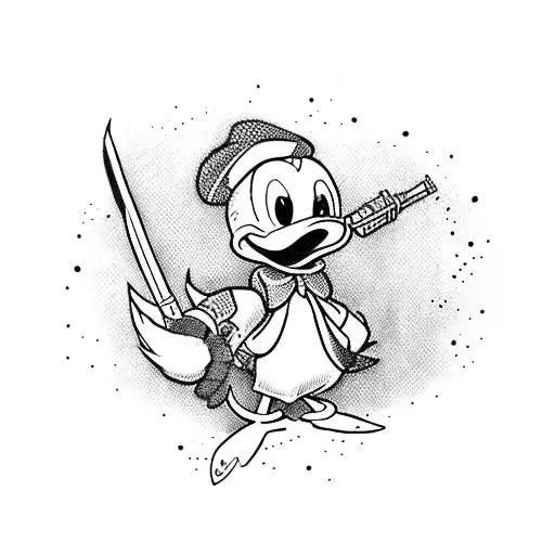 Donald duck with weapon tattoo design idea