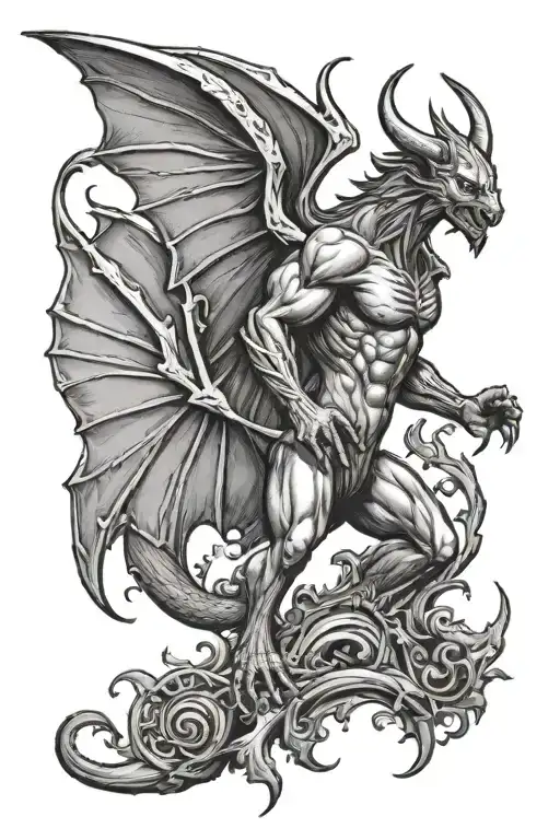 new jersey devil half angel tattoo design idea
