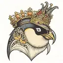 emperor penguin wearing crown made tattoo design idea