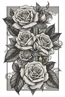 roses with cross going through and the name sara  tattoo design idea