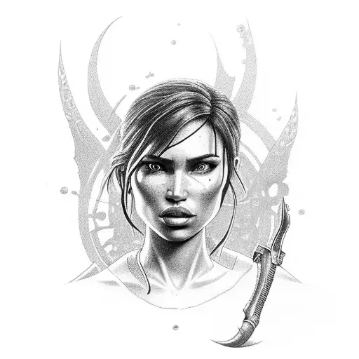 original Lara Croft from video game tattoo design idea