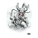 krampus or forest troll on the bank of the lake  tattoo design idea