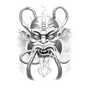 krampus on the bank of the lake  tattoo design idea
