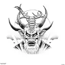 krampus on the bank of the lake  tattoo design idea