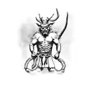 krampus on the bank of the lake  tattoo design idea