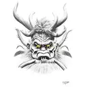 krampus or forest troll on the bank of the lake  tattoo design idea